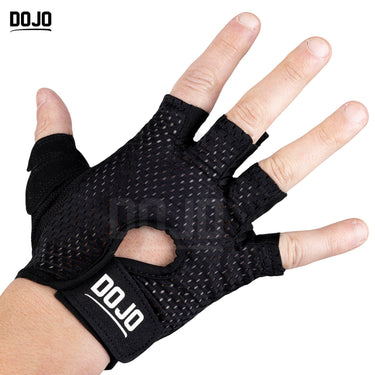 Guantes negros de musculacion marca dojo uruguay gimnasio maquinas fierros calidad