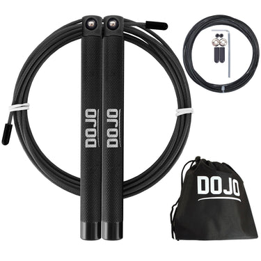 Cuerda De Saltar dojo elite negra metal aluminio rápida saltos dobles