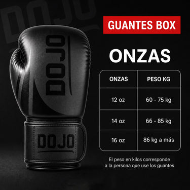guantes boxeo dojo 14oz kick boxing gabla de onzas por peso tabla de talles

