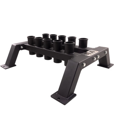 rack de piso para 10 barras de crossfit y levantamiento dojo