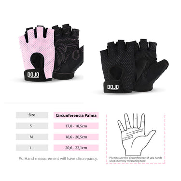 Guantes Musculación Rosado tabla de talles